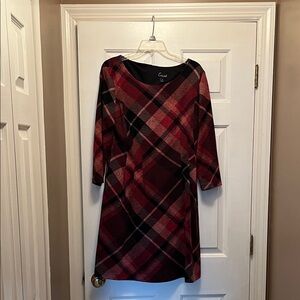 Size 12 Plaid Red and Black Women's Dress